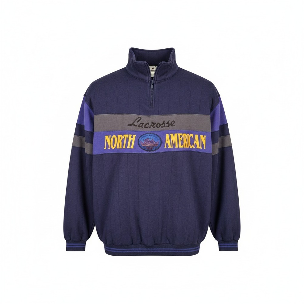 Vtg 90s Jockey Lacrosse Quarter 1/4 Zip XL‎ Purple Colorblock Varsity Legend